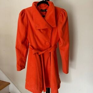 Fit Flare Belted Dual Style Stand Collar Fashion Coat